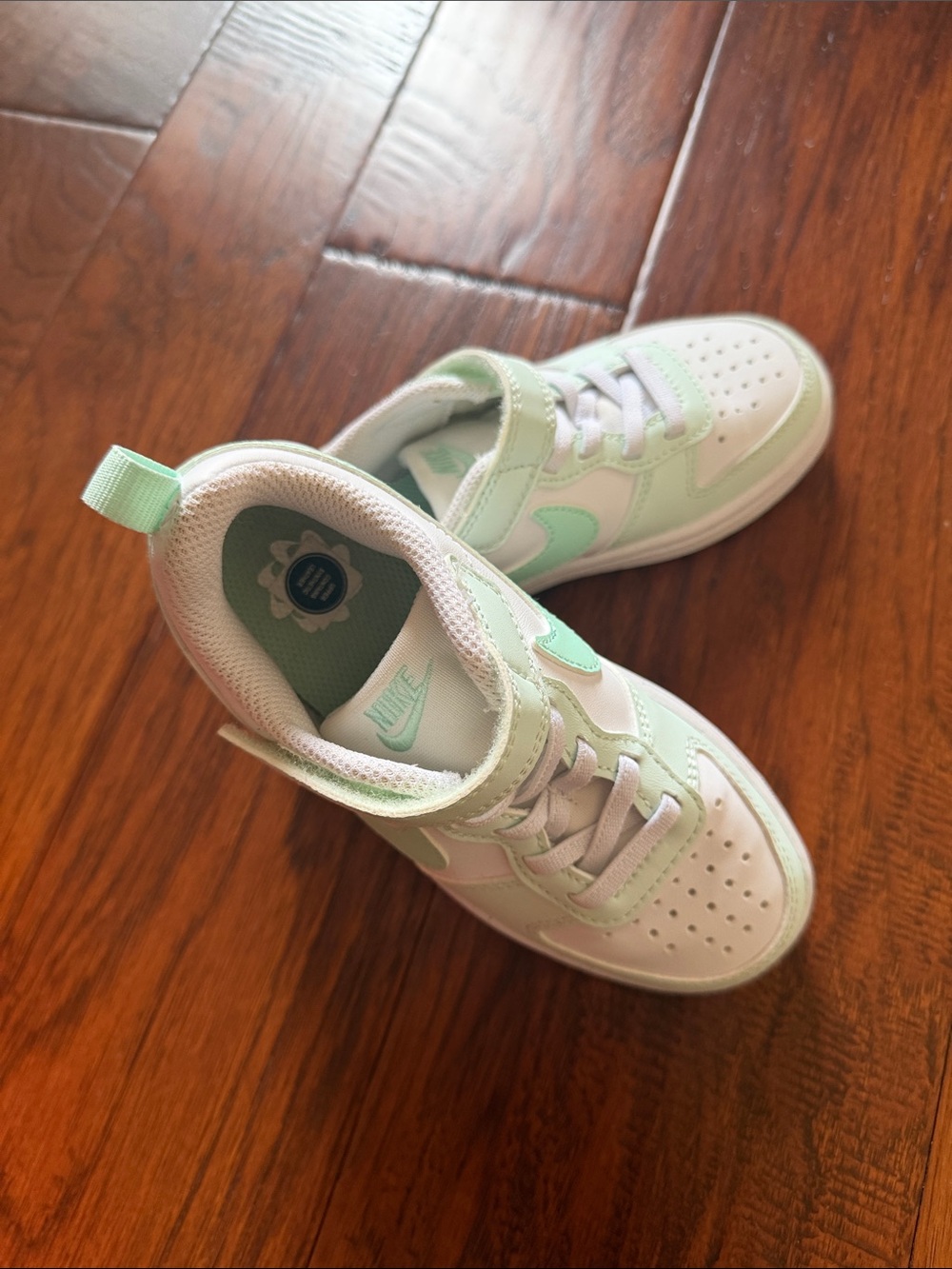 Nike Kids Mint Green & White Low-Top Sneakers
